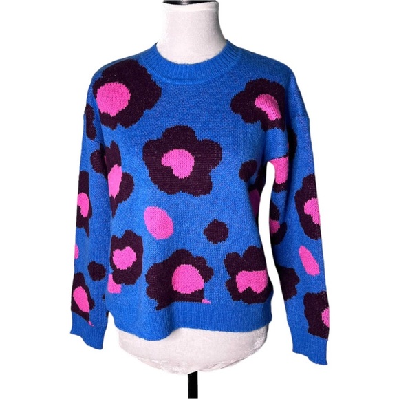 Lilly Pulitzer Ferrara Sweater Blue Flare Growl and Prowl Jacquard Print Size XS - Picture 7 of 16